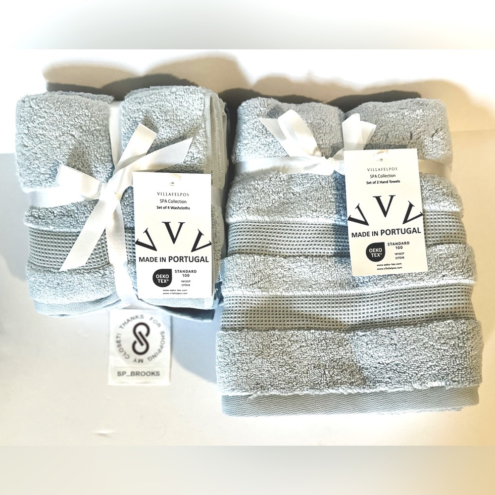 🎁6PC VILLAFELPOS Spa Collection - Hand & Wash Towel Set - Portugal Blue